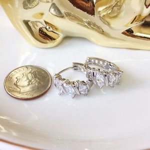 Jewelry - Sterling silver 3 marquises cut cz hoop earrings Jewelry - Sterling silver 3 marquises cut cz hoop earrings